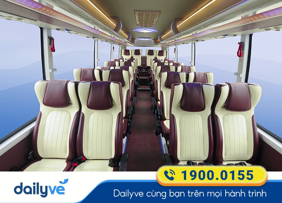 Nội thất xe ghế 29 chỗ của nhà xe Kim Mạnh Hùng Long Khánh