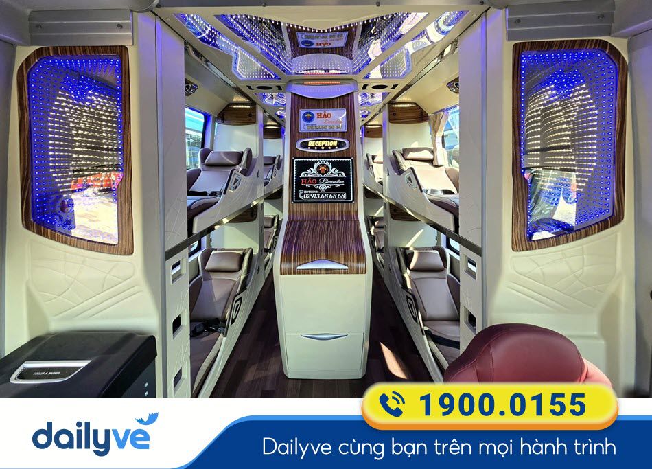 Nội thất xe Limousine 22 phòng của nhà xe Hảo Cà Mau