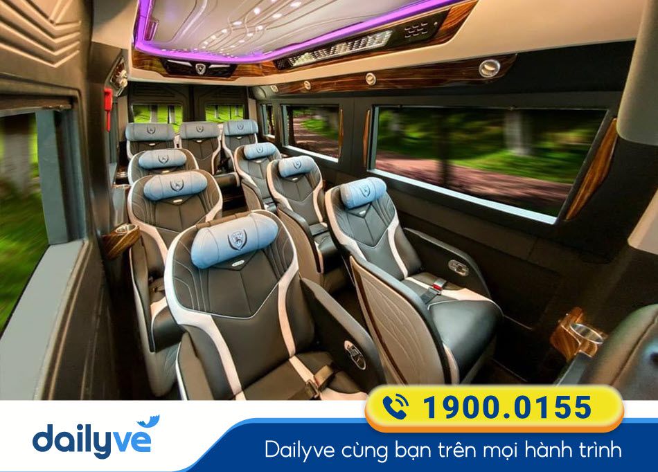 Nội thất xe ghế Limousine hiện đại của nhà xe Hoàng Long