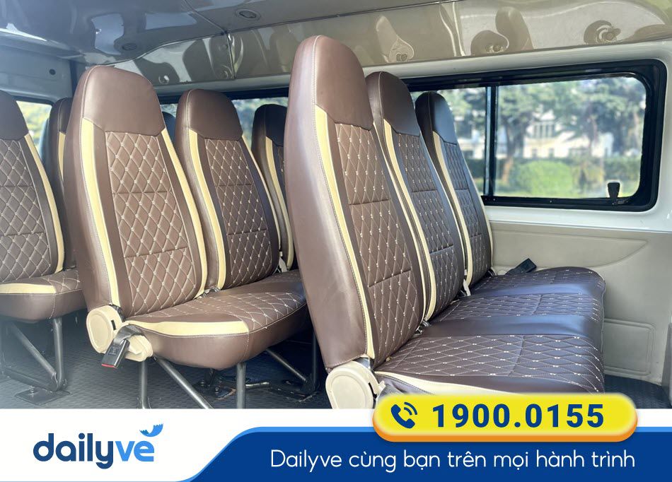 Nội thất xe ghế 16 chỗ đời mới của nhà xe Kim Mã