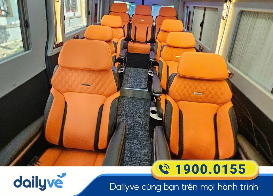 Các tiện ích hiện đại dòng xe ghế Limousine 9 chỗ của xe khách Hà Lan