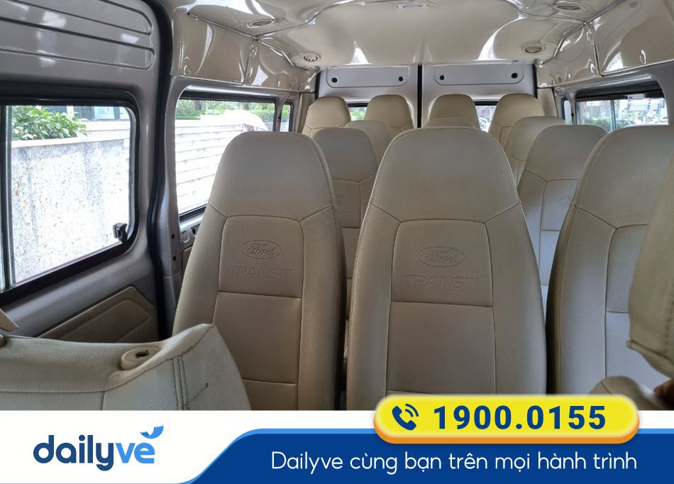 Nội thất xe ghế ngồi 16 chỗ của nhà xe Đức Lộc Nha Trang