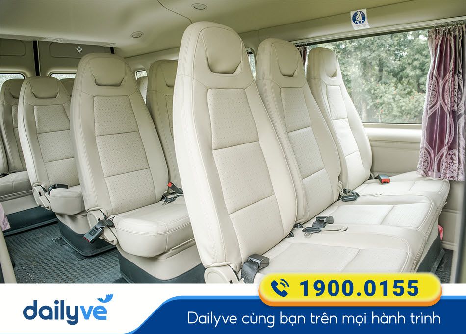 Nội thất xe ghế ngồi 16 chỗ của nhà xe Trung Kiên Vĩnh Long