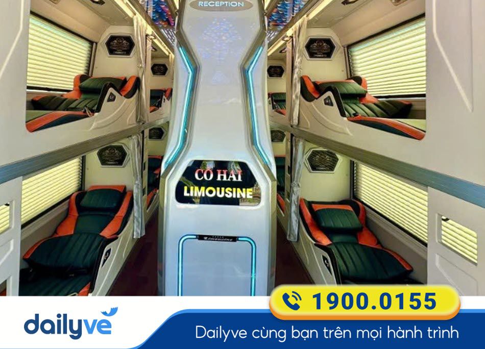 Nội thất xe Limousine 34 phòng của nhà xe Cô Hai Gia Lai