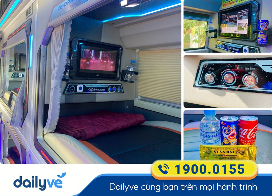 Các tiện ích hiện xe Limousine 24 phòng của xe Xuân Hải Đà Lạt