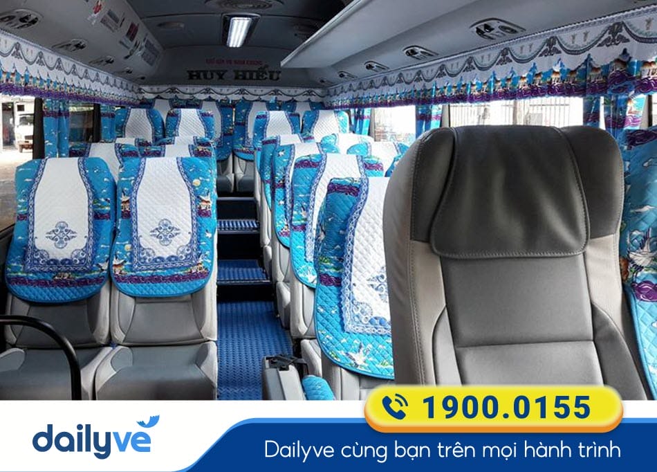 Nội thất xe ghế 29 chỗ của nhà xe Huy Hiếu Bình Phước