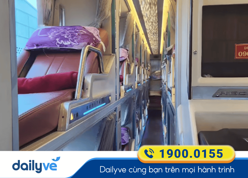 Nội thất xe giường nằm 34 phòng của nhà xe Dương Hồng Đà Nẵng