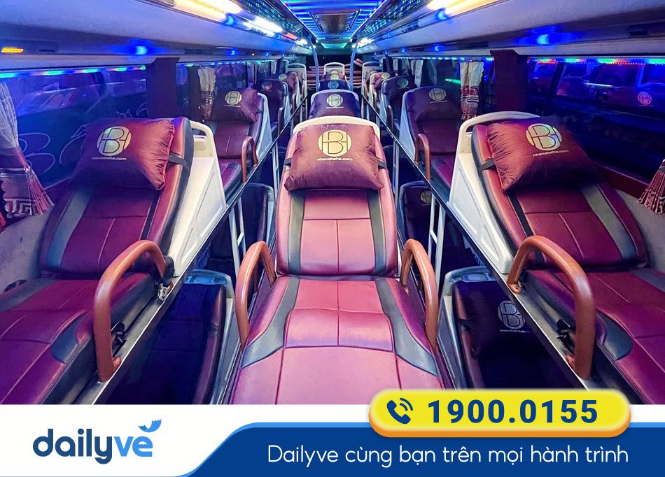 Nội thất xe giường nằm 44 chỗ của nhà xe Bê Hà đi Phú Yên