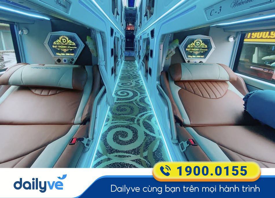 Nội thất xe Limousine 22 phòng của xe Đạt Thành về Bình Định
