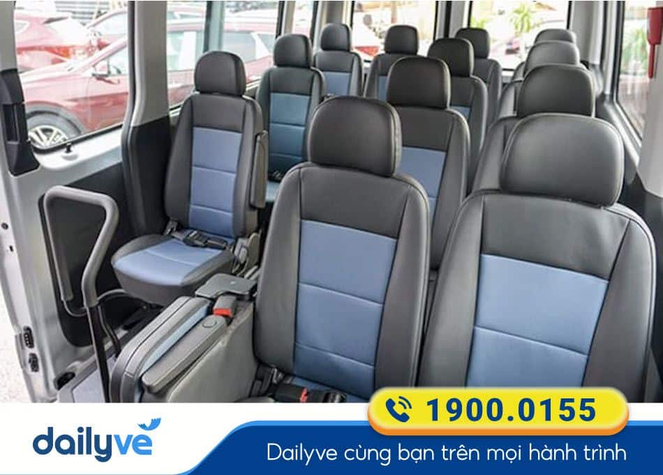 Nội thất xe ghế 16 chỗ của nhà xe An Bình Ba Bể