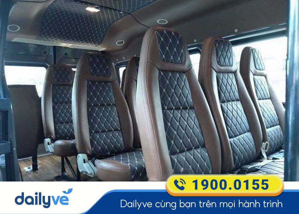 Nội thất xe ghế 16 chỗ của nhà xe Đức Thịnh Kon Tum