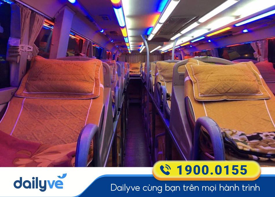 Tiện nghi xe giường nằm 46 chỗ của nhà xe Hồng Hà Kỳ Anh